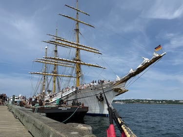 The Gorch Fock is pictured in Halifax on August 2, 2026. (Callum Smith/CTV Atlantic)