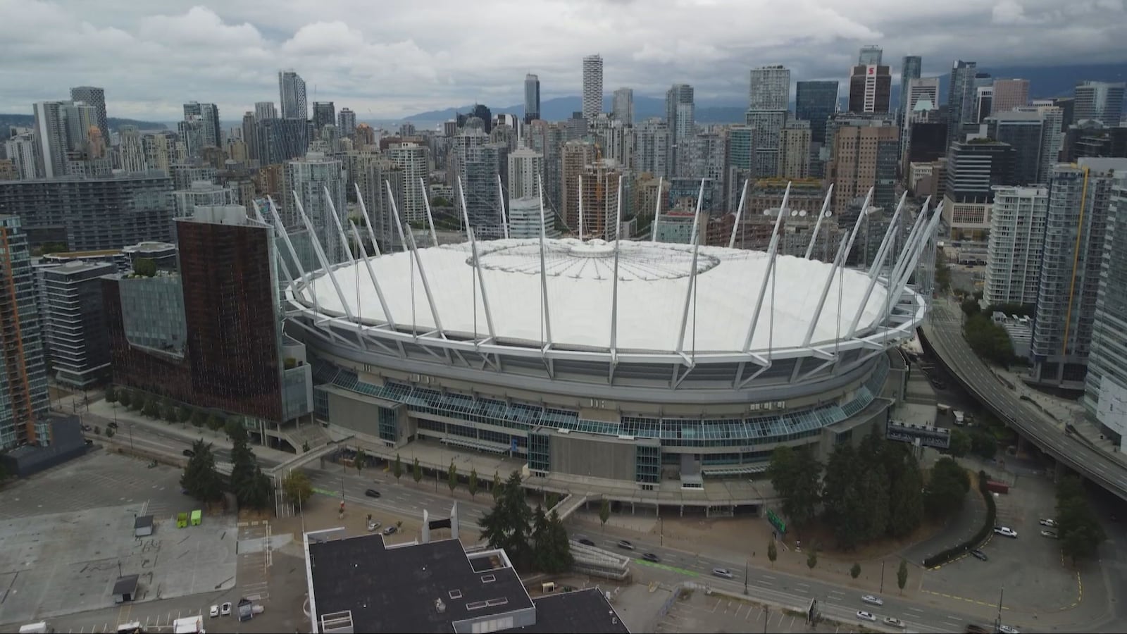 BC Place in Vancouver, as seen on July 25, 2026. The owner of the CFL's B.C. Lions has expressed interest in buying the stadium from the province, according to a report from TSN's Farhan Lalji.