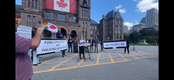 Rally outside Queen’s Park opposes education bill that could allow police in schools