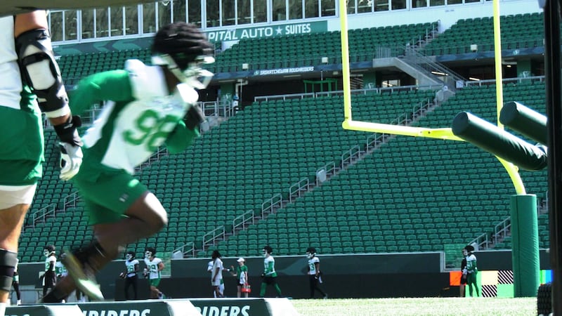 Desmond Evans turning heads at Riders training camp as team looks to fill holes on d-line