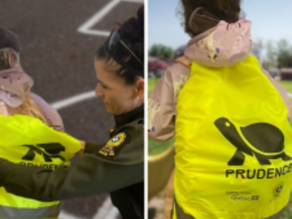 Slow down! Children’s backpacks remind drivers about school zones