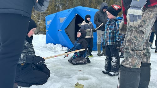 Young anglers are pictured ice fishing at Dominion Park in Saint John N.B. (Avery MacRae / CTV Atlantic)