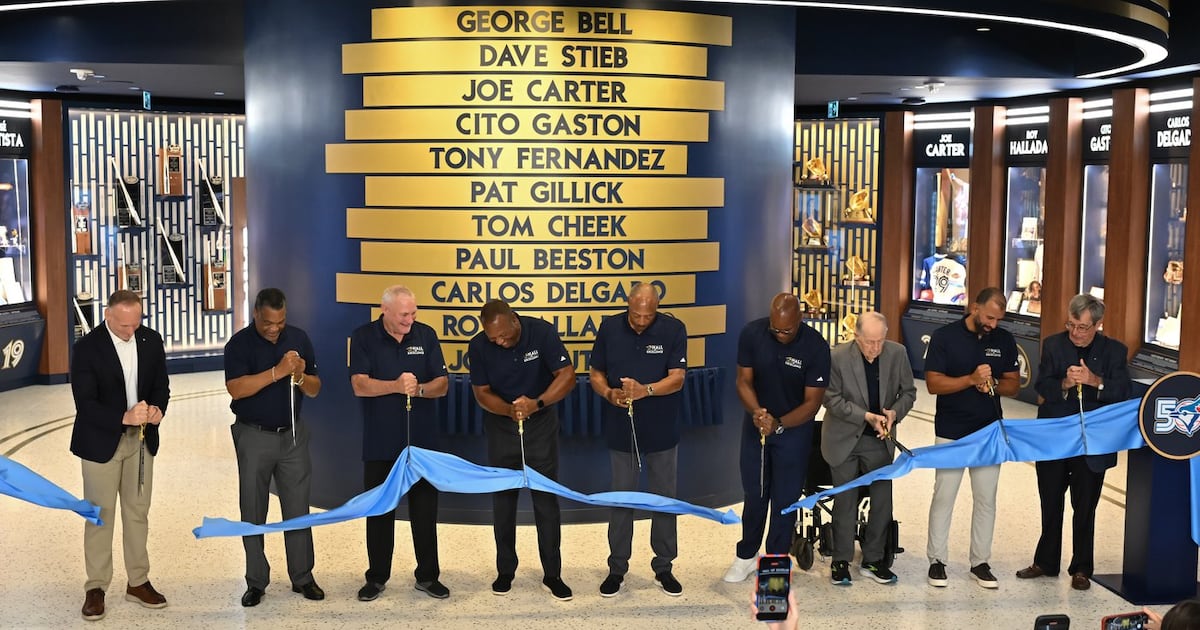 Photo: ctvnews.ca Blue Jays president Mark Shapiro (far left) is joined by honourees George Bell, Dave Stieb, Joe Carter, Cito Gaston, Carlos