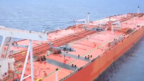 U.S. forces board a sanctioned oil tanker in the Indian Ocean, the Pentagon says