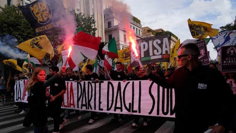 Soldiers guard centre of Milan as thousands of protesters march in cities across Europe