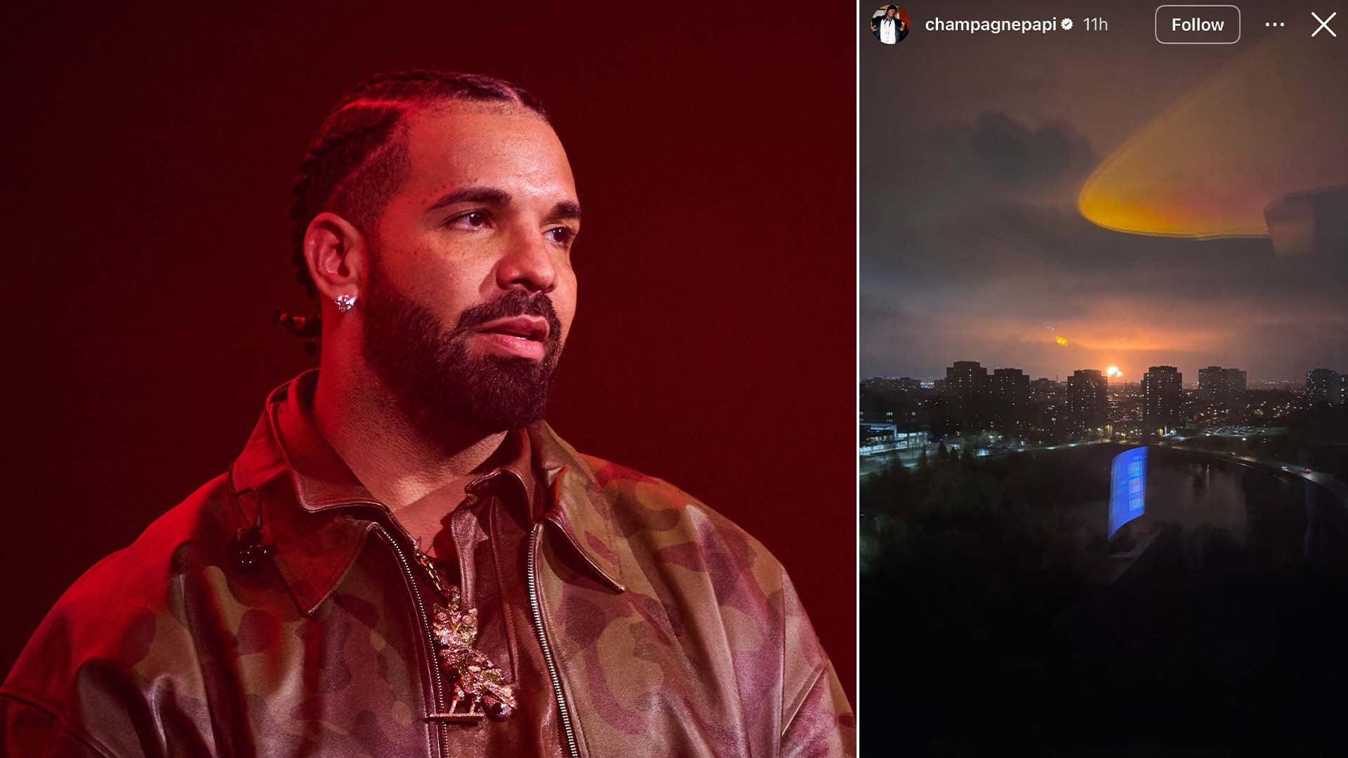 Drake performs alongside Vybz Kartel at Scotiabank Arena in Toronto, on Sunday, Oct. 26, 2025. THE CANADIAN PRESS/Sammy Kogan