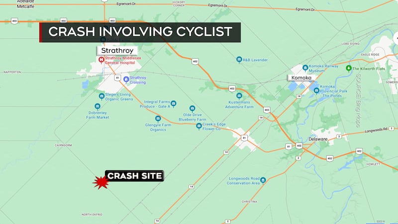 OPP respond to serious crash in Middlesex County involving cyclist