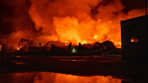 A Russian retail giant’s warehouse burns after Ukraine's latest long-range drone attack