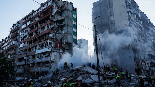 Russia hammers Ukraine for a 3rd straight day, flattening a Kyiv apartment block and killing 9