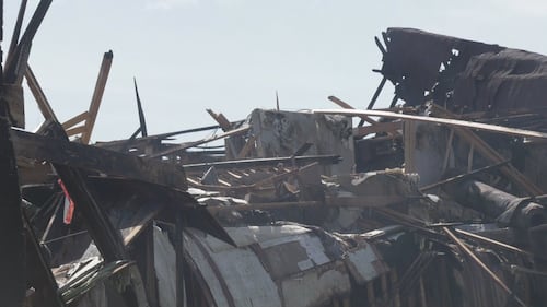 The aftermath of a fatal explosion and fire at an apartment building at 82 Street and 132 Avenue. (Brandon Lynch/CTV News Edmonton)