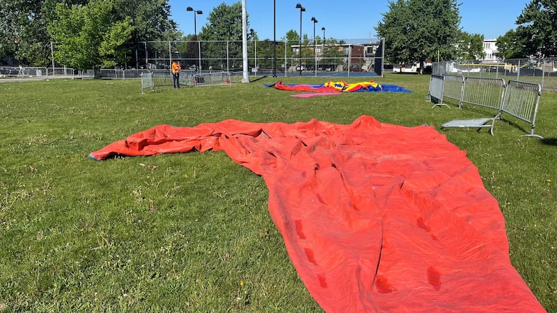 Little girl dies after inflatable castle flies during severe thunderstorm