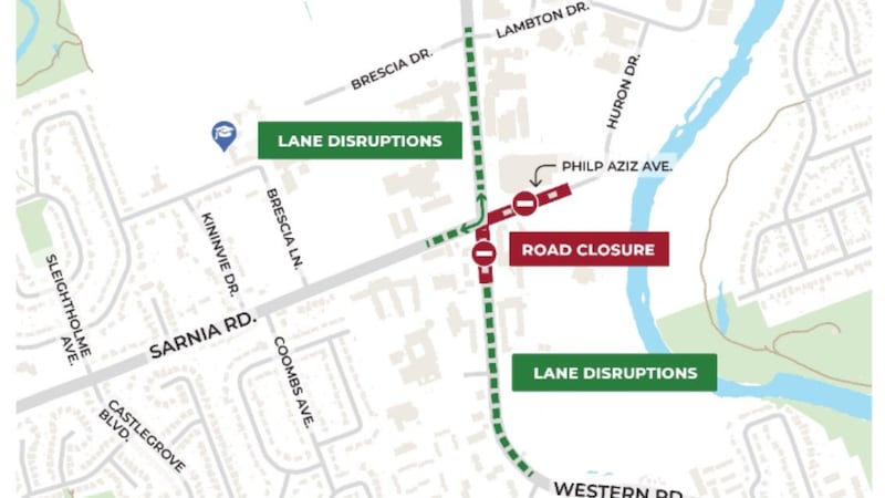 Drivers face delays as Western Road closure takes effect south of Sarnia Road