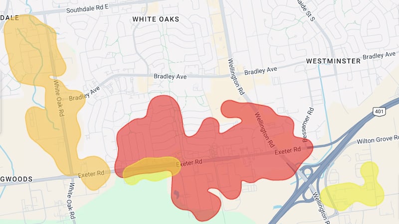 Power outage affecting White Oaks area in London, Ont.