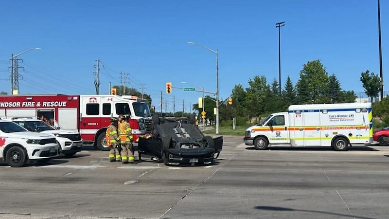 Section of Huron Church Road closed after rollover collision