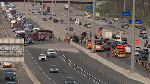 Hwy. 401 reopens in Mississauga following collision involving a dump truck