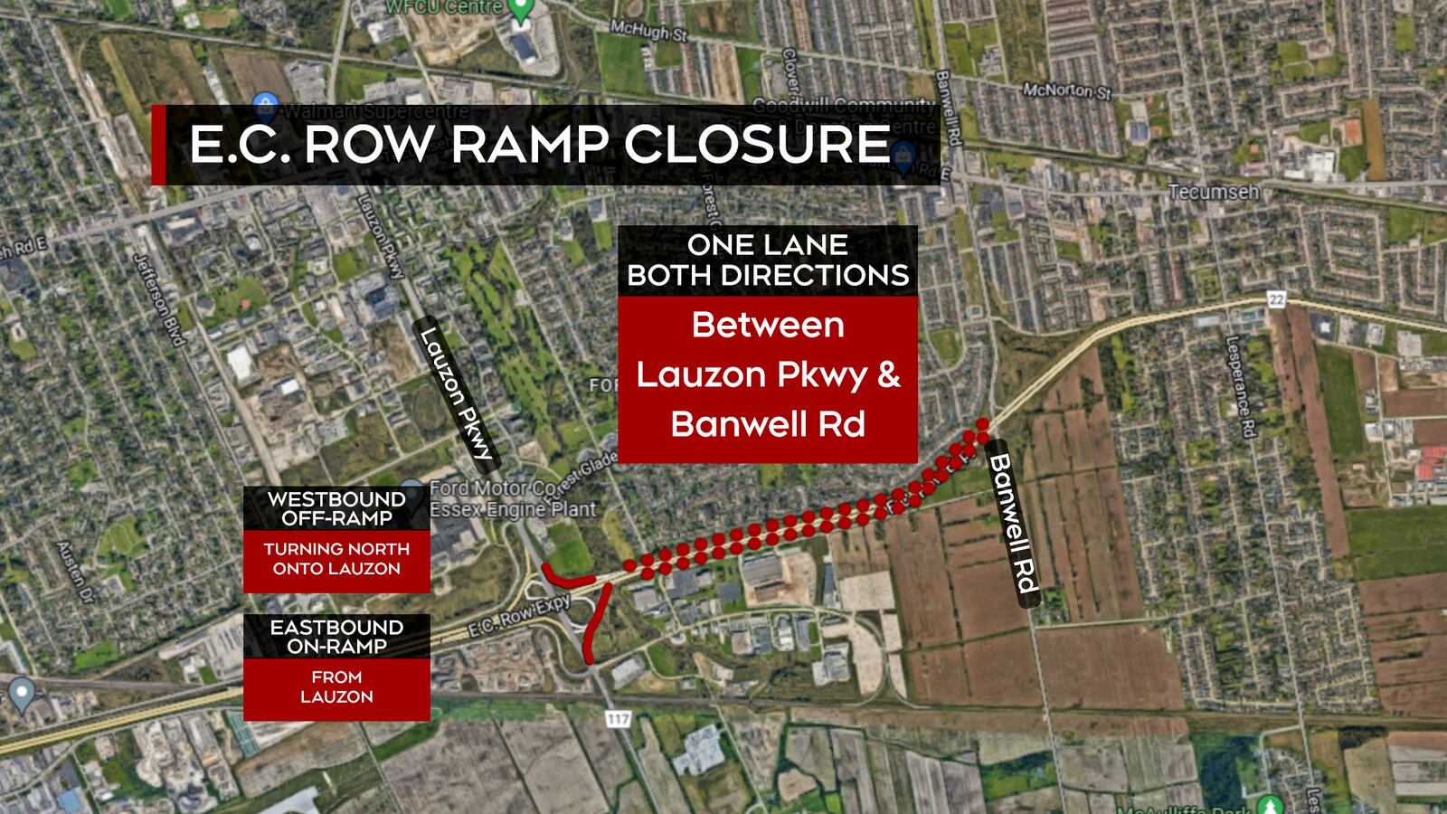 EC Row ramps close at Lauzon and Howard