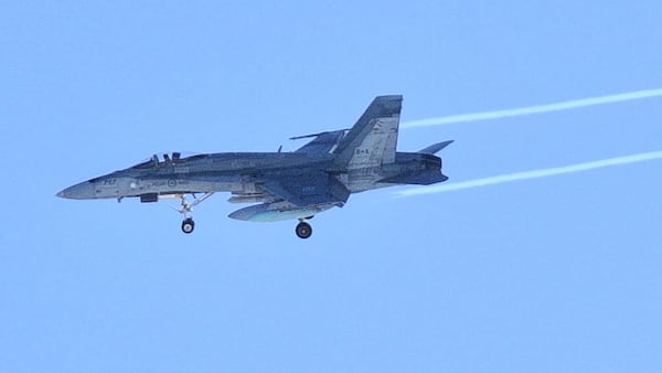 CF-18 flies over Ottawa for Canadian Tulip Festival opening ceremony
