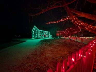 Christmas Village Aglow at the Kings Landing Historical Settlement in Prince William, N.B. on Nov. 30, 2025. (Nick Moore/CTV Atlantic)