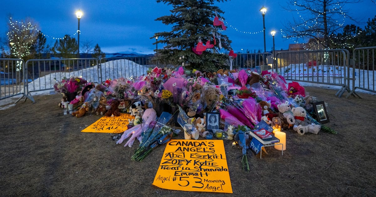 The memorial for the victims killed in a mass shooting, is seen in Tumbler Ridge, B.C., Sunday, Feb. 15, 2026. THE CANADIAN PRESS/Christinne Muschi