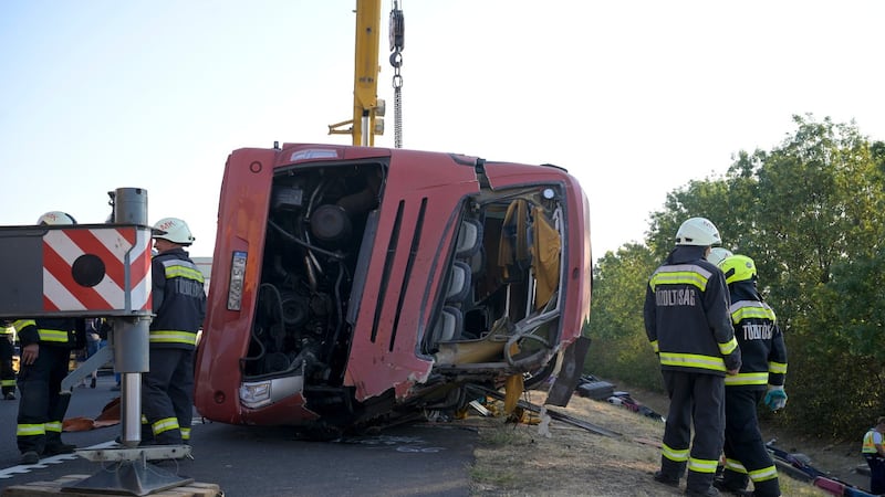 A bus crash in Hungary kills 12 people, injures at least 10 others