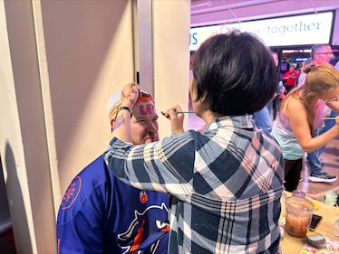 Thunderbirds fans dawned face paint and jerseys to cheer on their team. (CTV/Marnie Ells)