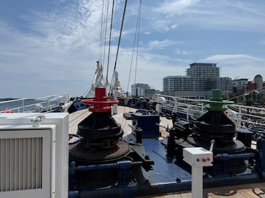 The Gorch Fock is pictured in Halifax on August 2, 2026. (Callum Smith/CTV Atlantic)