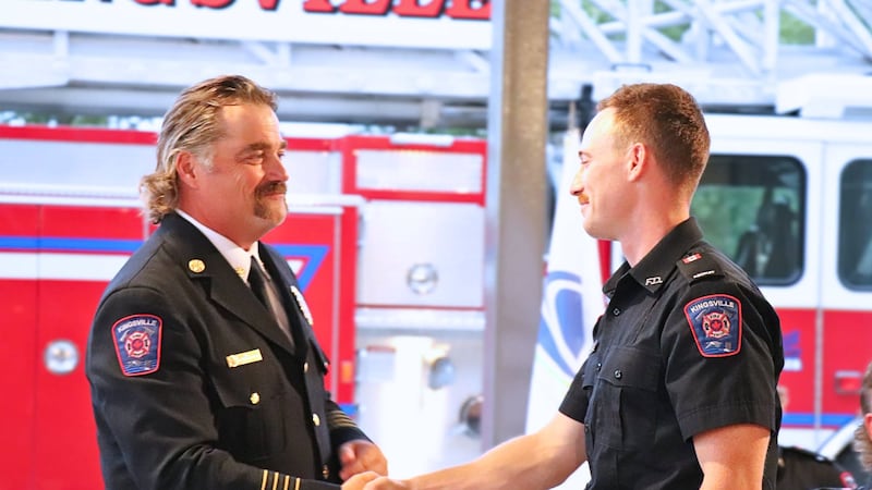 Kingsville welcomes 13 firefighters in badge pinning ceremony