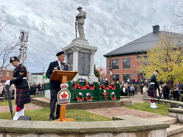 A Remembrance Day ceremony was held at the Truro Cenotaph in Truro, N.S. on Tuesday, Nov. 11, 2025 (CTV Atlantic/ Jesse Thomas)