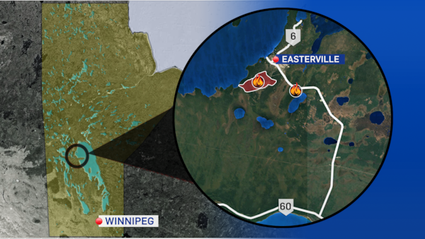 Out-of-control wildfire reported near central Manitoba communities