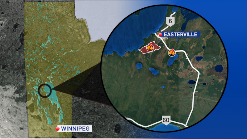 Out-of-control wildfire reported near central Manitoba communities