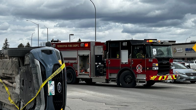 Meadowood multi-vehicle collision tips a vehicle