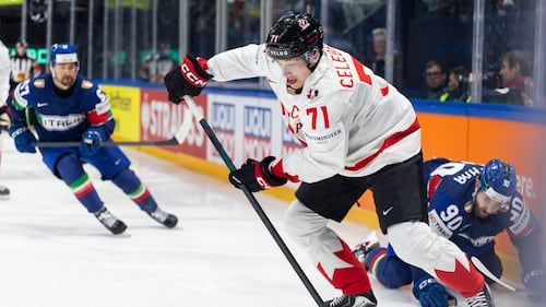 Celebrini scores pair to lead Canada to 6-0 victory over Italy at men's hockey worlds