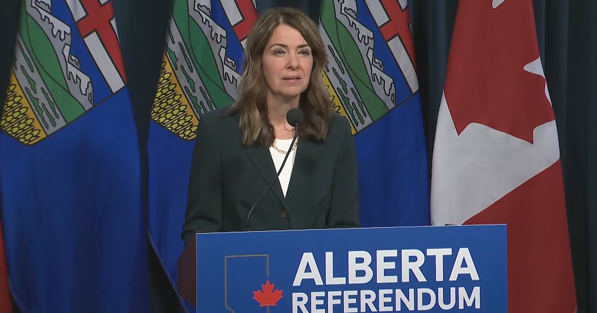 Danielle Smith defends referendum question put to Albertans