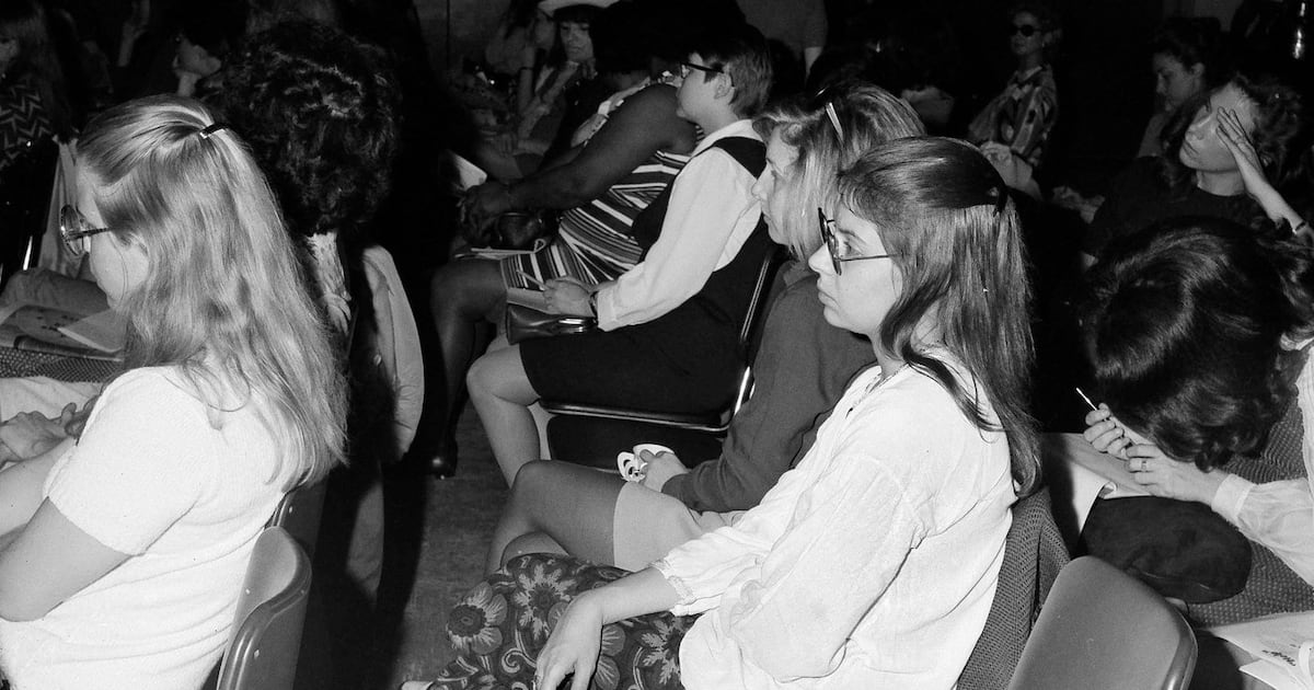 Women's rights activist Robin Morgan attends a Women's Liberation conference in New York on May 28, 1970. (AP Photo/Ed Ford, File)