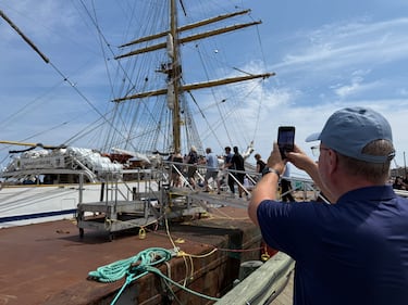 People checking out the Gorch Fock in Halifax on August 2, 2026. (Callum Smith/CTV Atlantic)