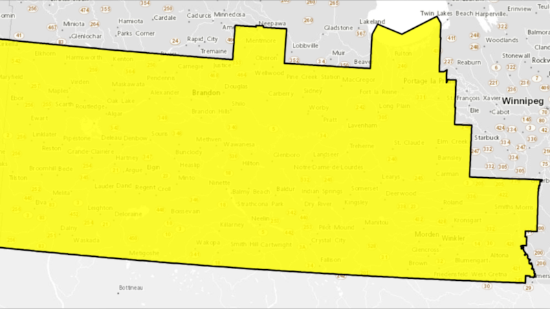 Yellow wind warning issued for southwestern Manitoba