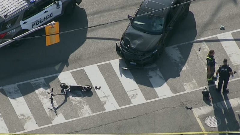 Man rushed to hospital in critical condition after being struck by vehicle while on scooter
