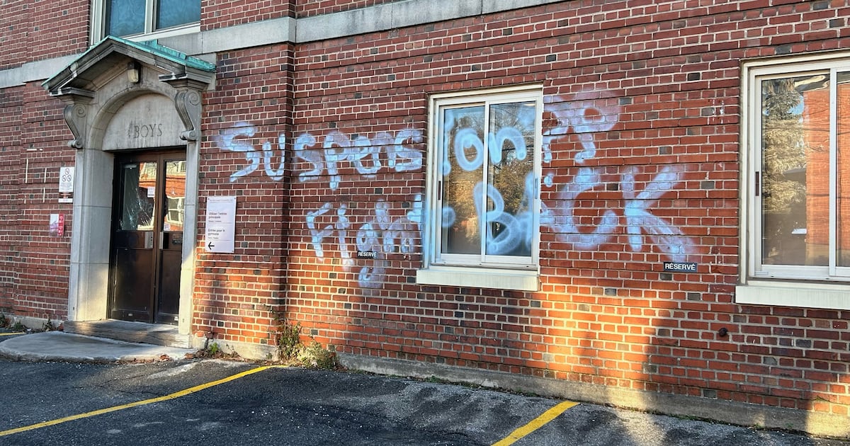Graffit Window Royal West Academy targeted by graffiti, broken windows