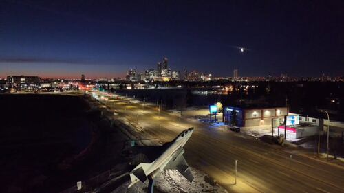 Your Morning Edmonton's CTV Drone flies over downtown on Feb. 11, 2026. (Sean McClune/CTV News Edmonton)