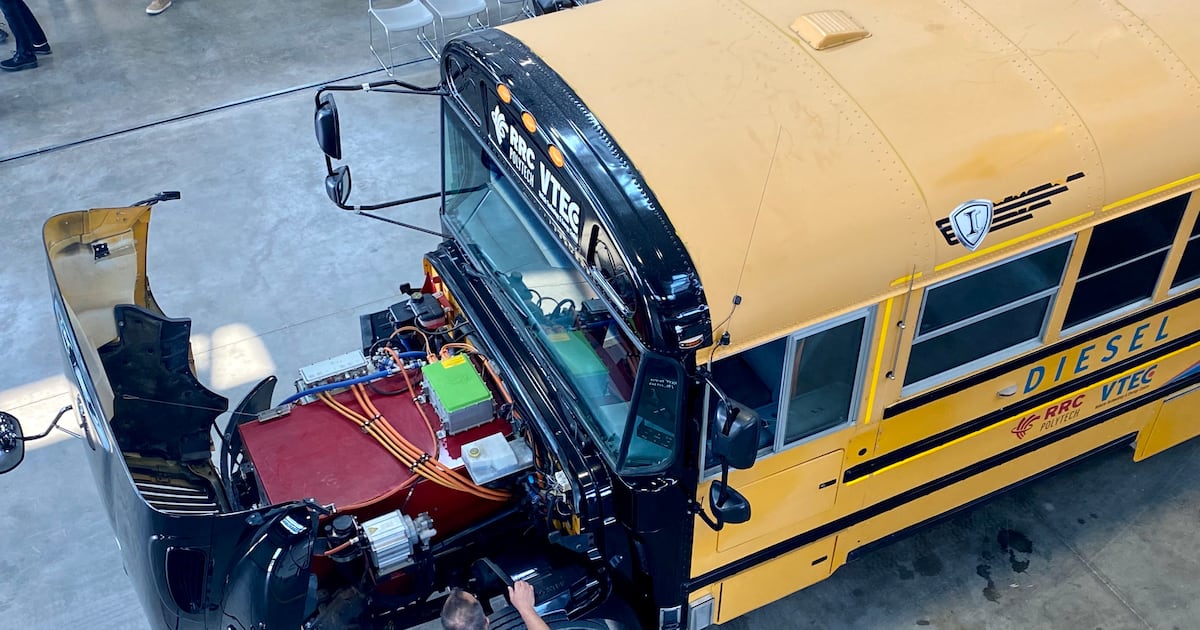R Tech Bus RRC Polytech unveils school bus converted to electric power