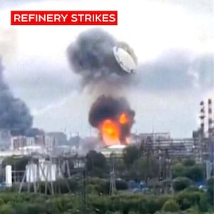 Large fireball after Ukraine strikes oil refinery in Moscow