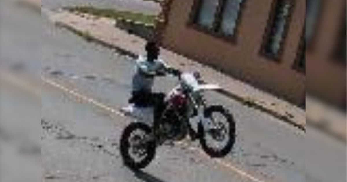 Dirt bike driver doing ‘wheelies' sought by police