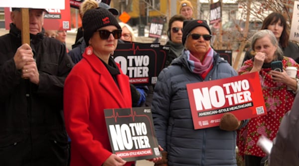 ‘More expensive for everyone:’ Calgarians protest Alberta’s ‘dual practice’ health plan