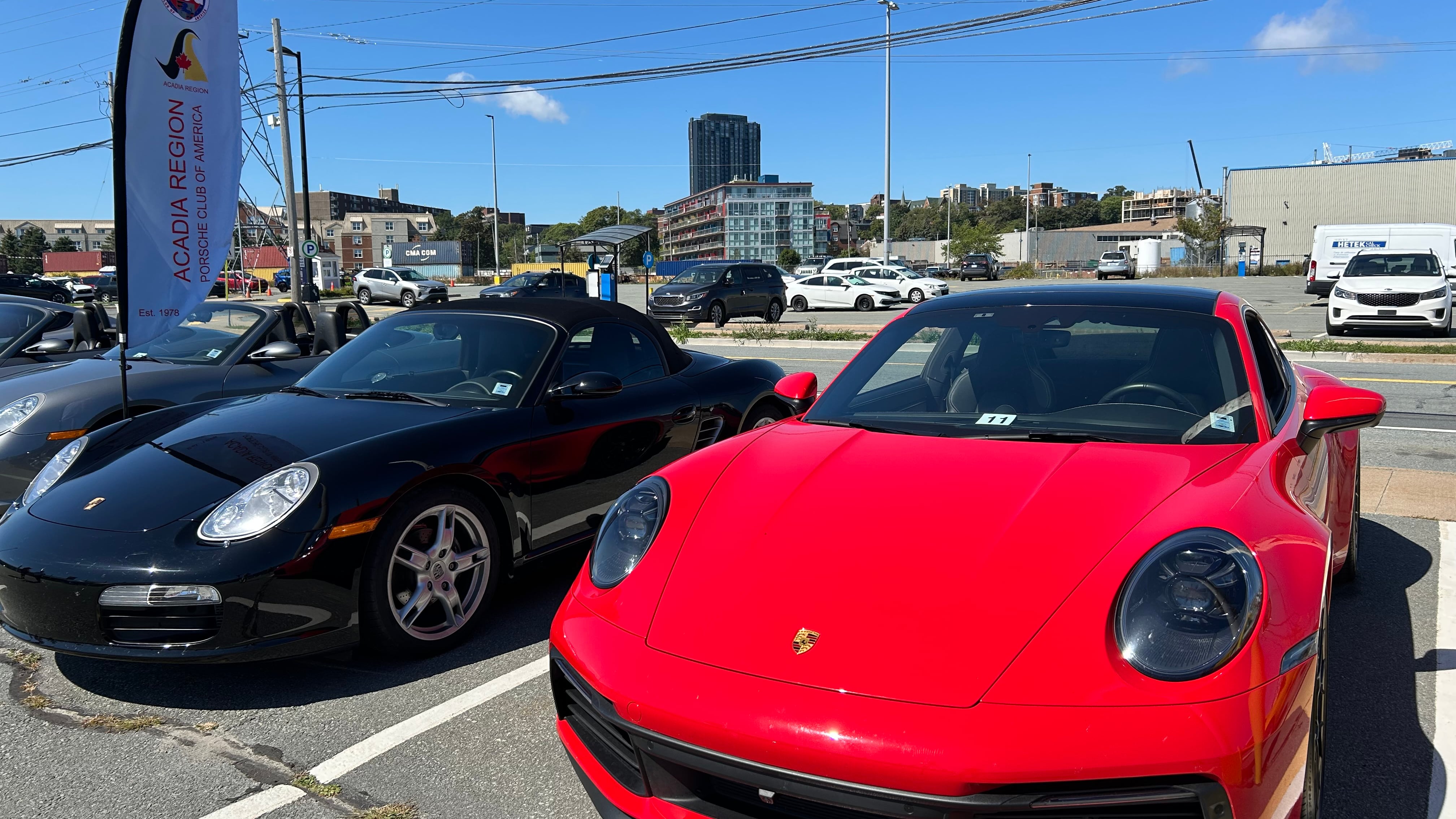 Dozens of Porsches were on display at Pavillion 23 in Halifax on Sept. 4, 2025. (CTV Atlantic /Emma Convey)