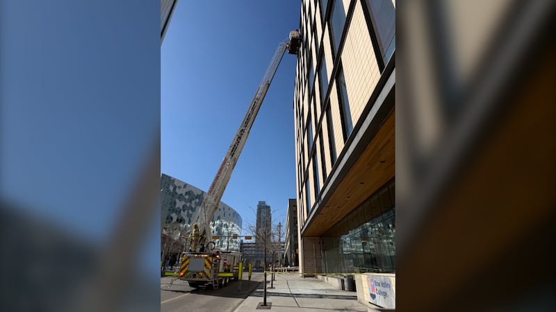 Broken glass falls from 6th floor window in downtown Calgary