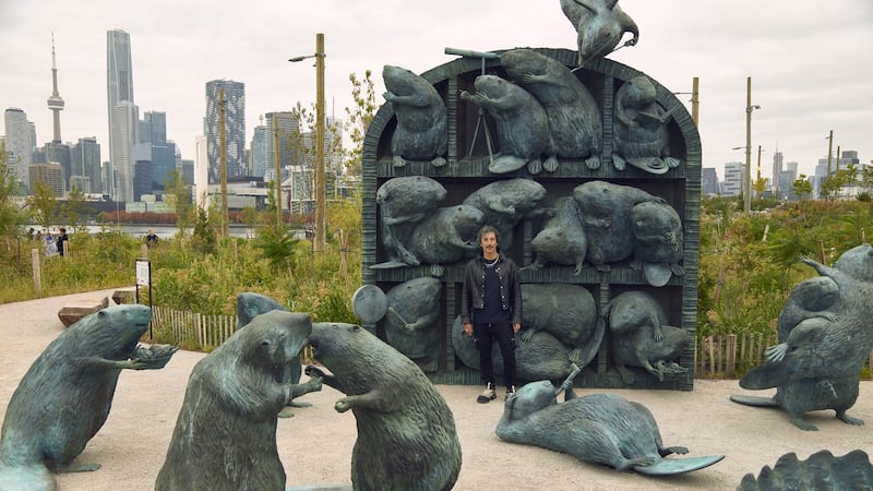Kent Monkman debuts beaver sculpture in Toronto's ambitious new waterfront park