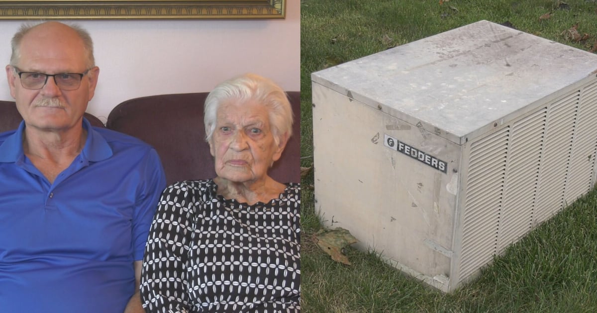 Photo: ctvnews.ca Lois Kemp, 95, of Pickering, Ont., and son Steve are pictured next to her circa 1974 AC unit