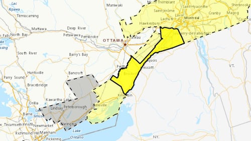 Tornado, thunderstorm warnings issued in eastern Ontario end
