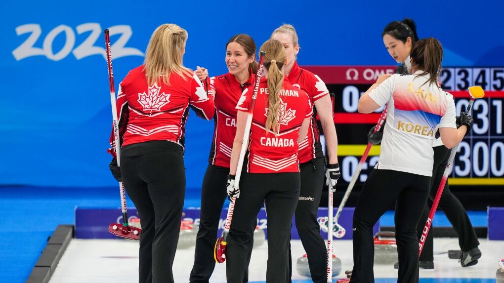 Team Jones St. Vital Curling Club celebrates Team Jones Olympic victory