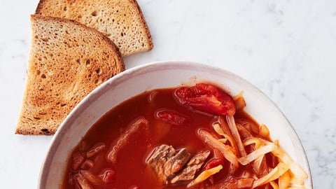 Cabbage Borscht by Amy Rosen; Photo by Ryan Szulc from Kosher Style